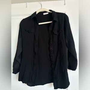 women’s black collared long sleeve